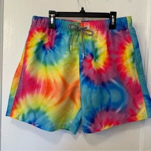 Boardies Rainbow Spiral Tie Dye Lined Board Short Swim Trunks Medium
